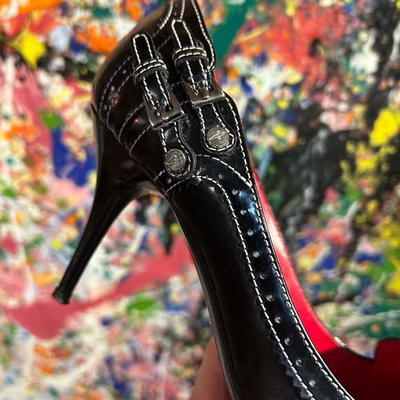 Caesar Paciotti Black Leather Heels. Iconic Dagger Emblem. Size 37 - Picture 8 of 13